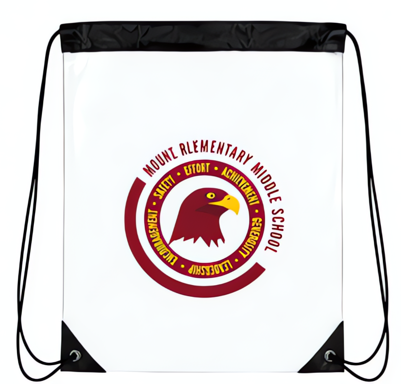 Mount Royal Elementary/Middle School Logo Drawstring Bag Lasercraft Design