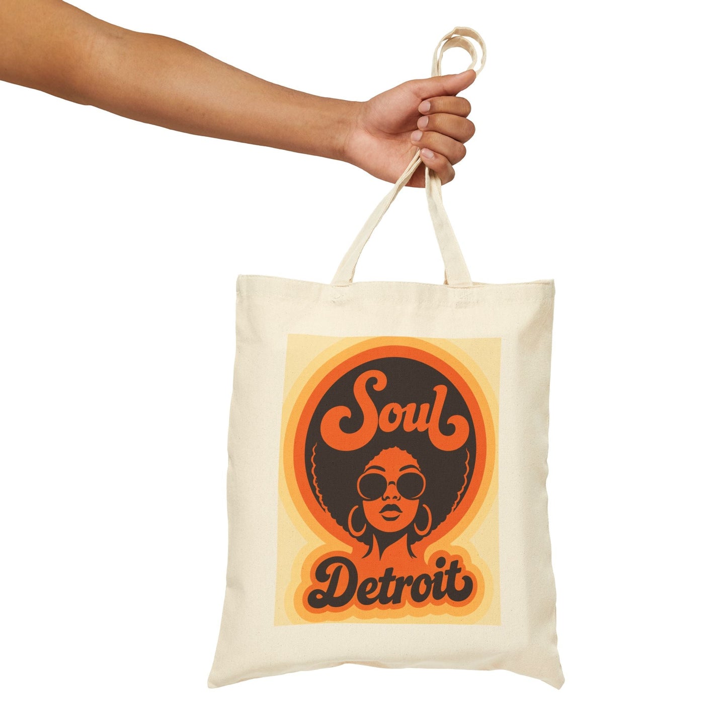 Soul Detroit Canvas Tote Bag — Retro 70s Soul Music Market Shopper - Lasercraft Design
