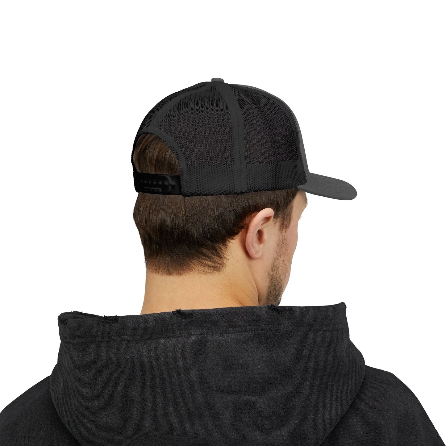 Copy of DEM Logo Snapback Trucker Cap — Red Mesh Baseball Hat Printify
