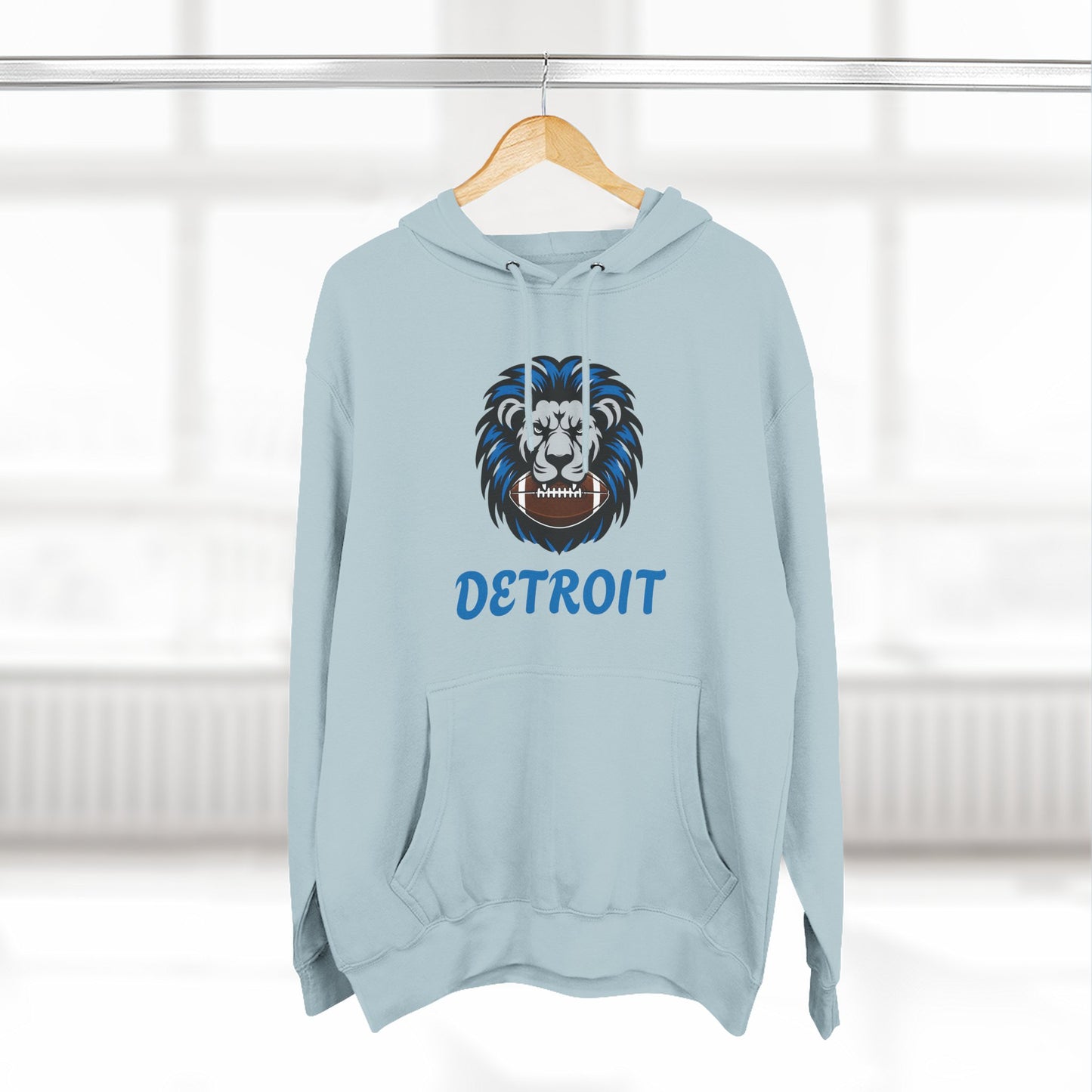 Detroit Lion Crest Hoodie — Vintage Sports Fleece Pullover Printify