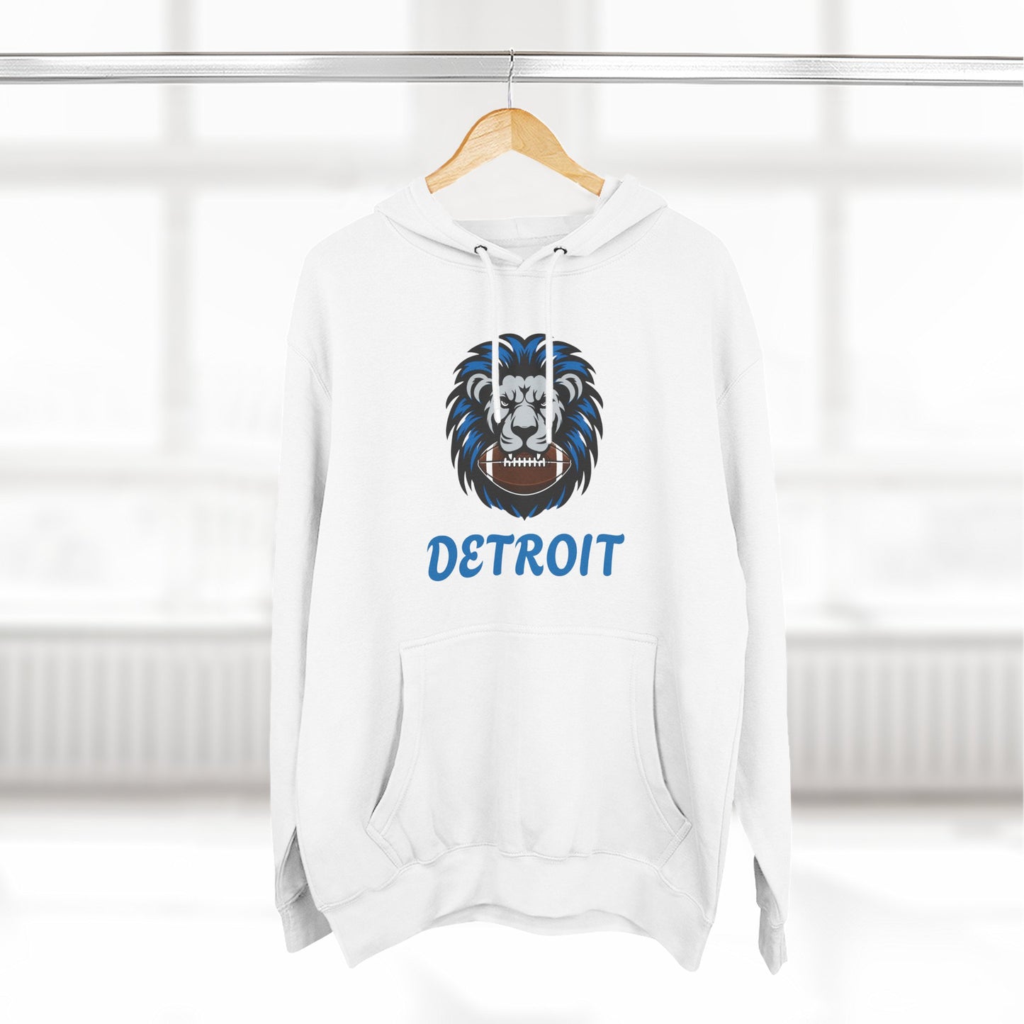 Detroit Lion Crest Hoodie — Vintage Sports Fleece Pullover Printify