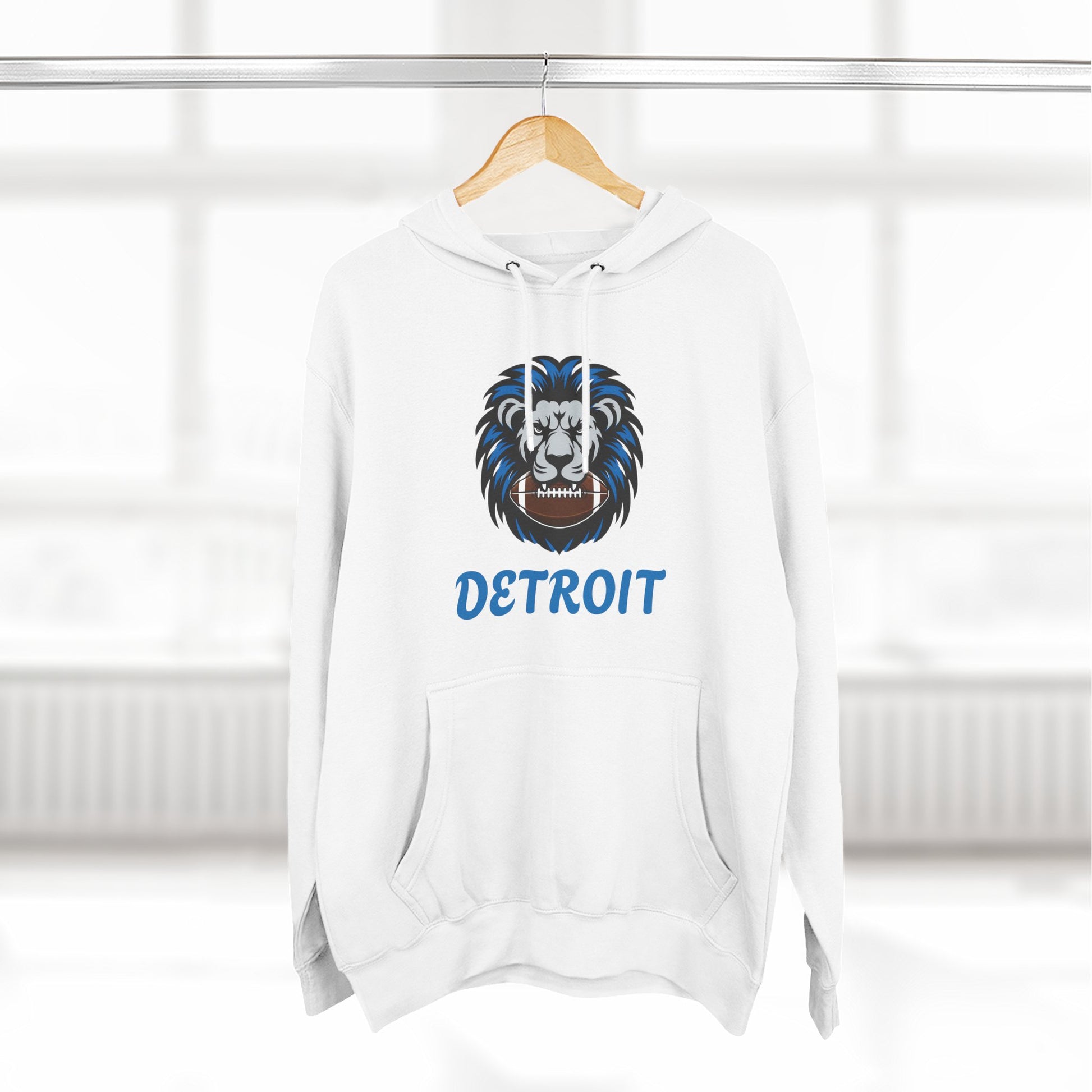 Detroit Lion Crest Hoodie — Vintage Sports Fleece Pullover Printify