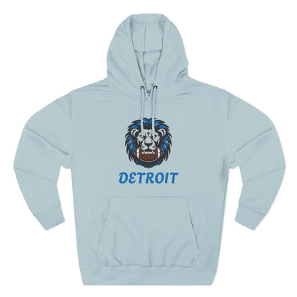 Detroit Lion Crest Hoodie — Vintage Sports Fleece Pullover Printify