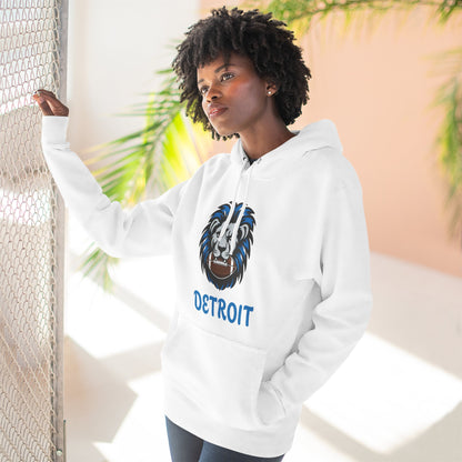 Detroit Lion Crest Hoodie — Vintage Sports Fleece Pullover Printify