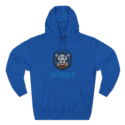 Detroit Lion Crest Hoodie — Vintage Sports Fleece Pullover Printify