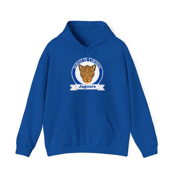 Coleman Jaguars Mascot Hoodie — Retro Blue Crest School Spirit Sweatshirt