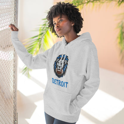 Detroit Lion Crest Hoodie — Vintage Sports Fleece Pullover Printify