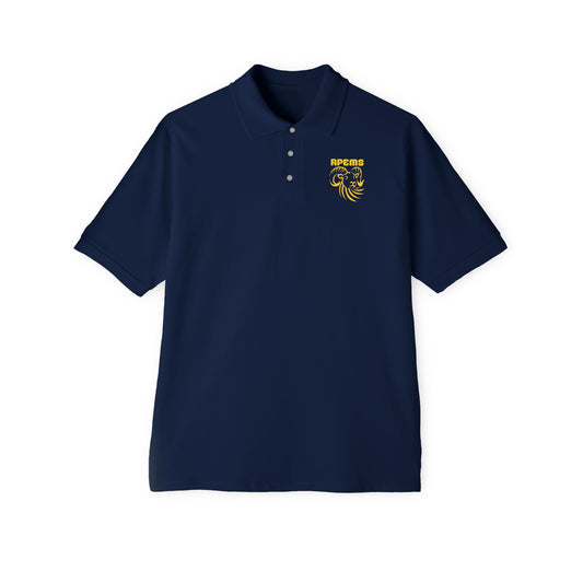 Roland Park Elementary/Middle Royal Blue Polo — Embroidered Gold Lion Crest 'RFCMS' Printify