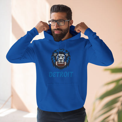 Detroit Lion Crest Hoodie — Vintage Sports Fleece Pullover Printify