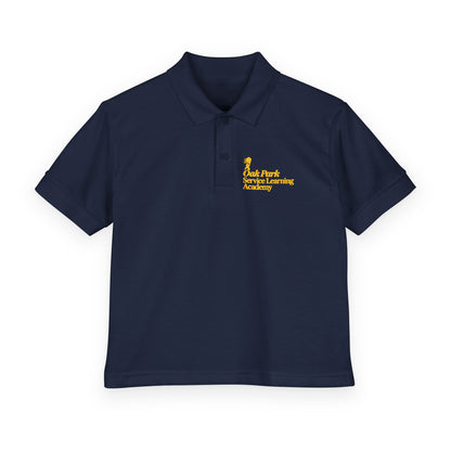 Youth Polo Shirt with Yellow Script Logo — DryBlend® School/Team Uniform Printify