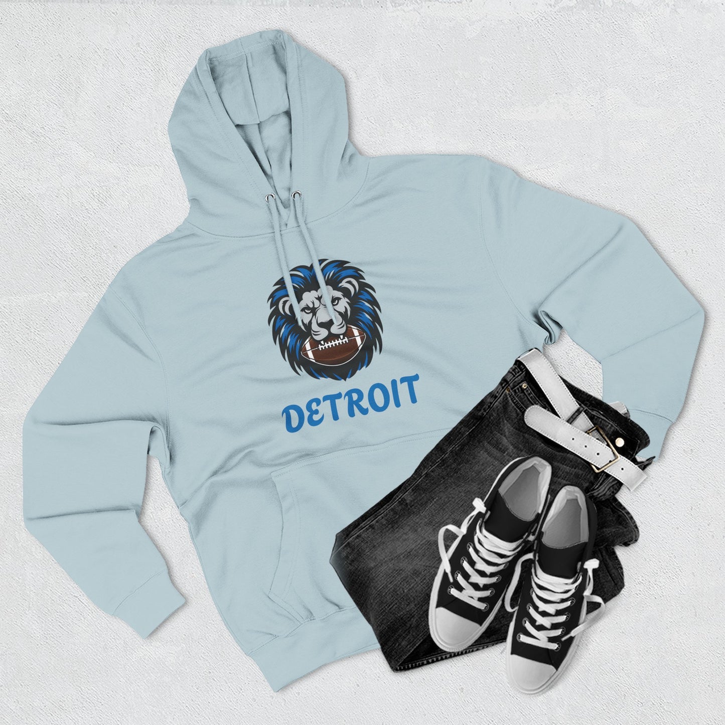 Detroit Lion Crest Hoodie — Vintage Sports Fleece Pullover Printify