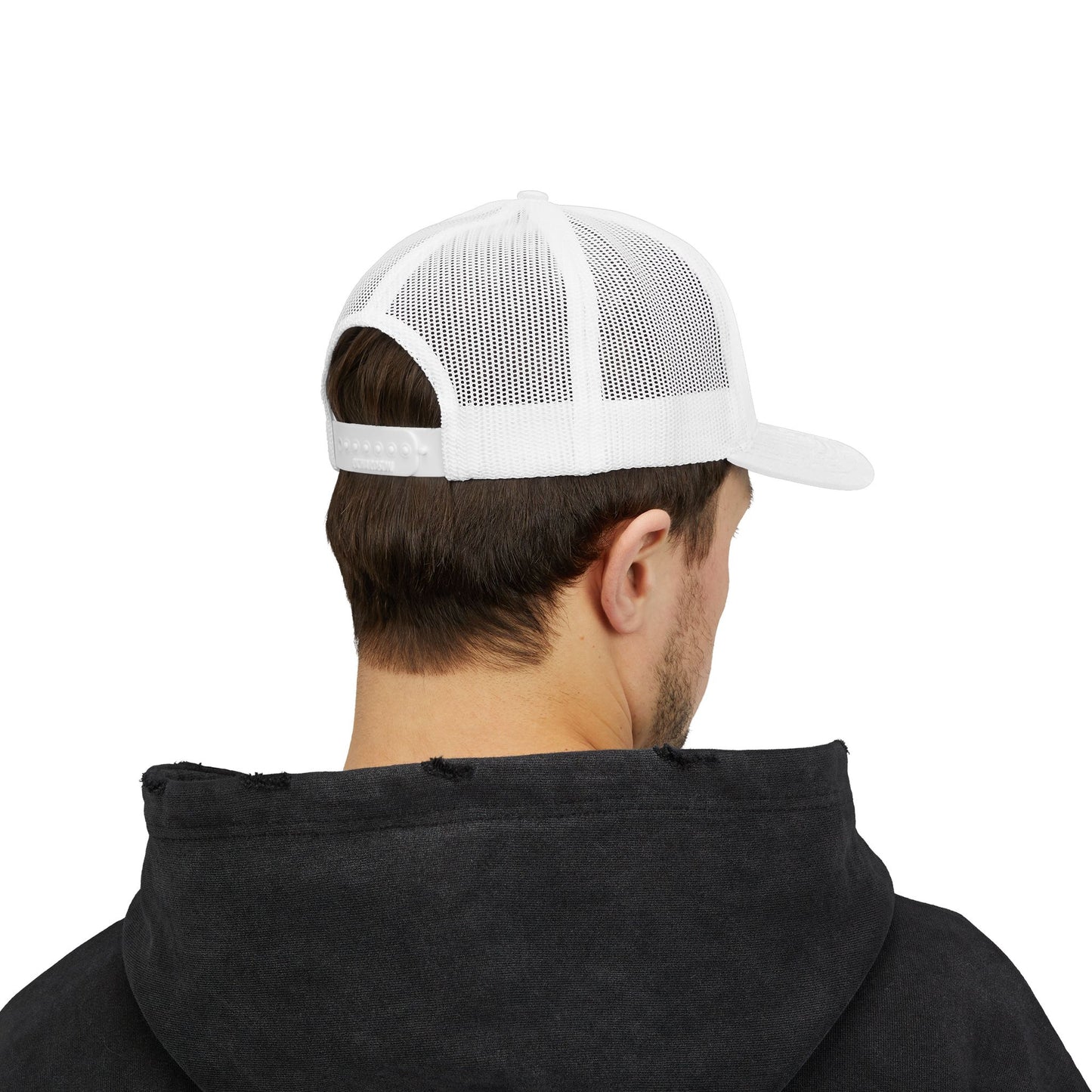 Copy of DEM Logo Snapback Trucker Cap — Red Mesh Baseball Hat Printify