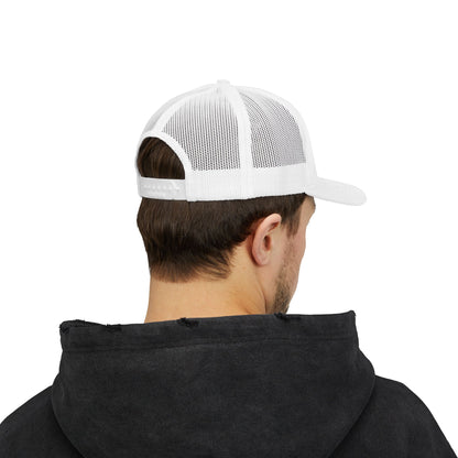 Copy of DEM Logo Snapback Trucker Cap — Red Mesh Baseball Hat Printify