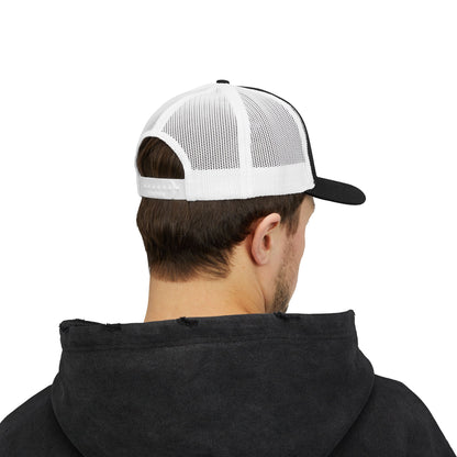 Copy of DEM Logo Snapback Trucker Cap — Red Mesh Baseball Hat Printify