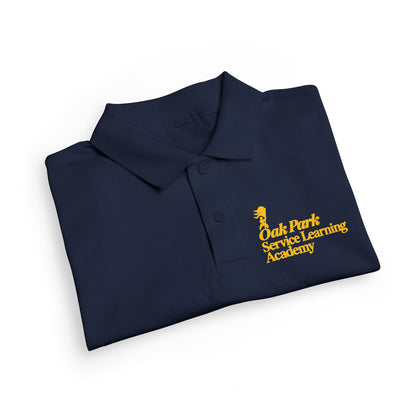 Youth Polo Shirt with Yellow Script Logo — DryBlend® School/Team Uniform Printify