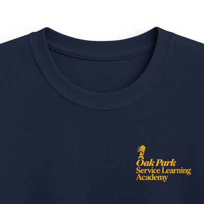 Oak Park Service Learning Academy T-Shirt – Navy & Gold Printify