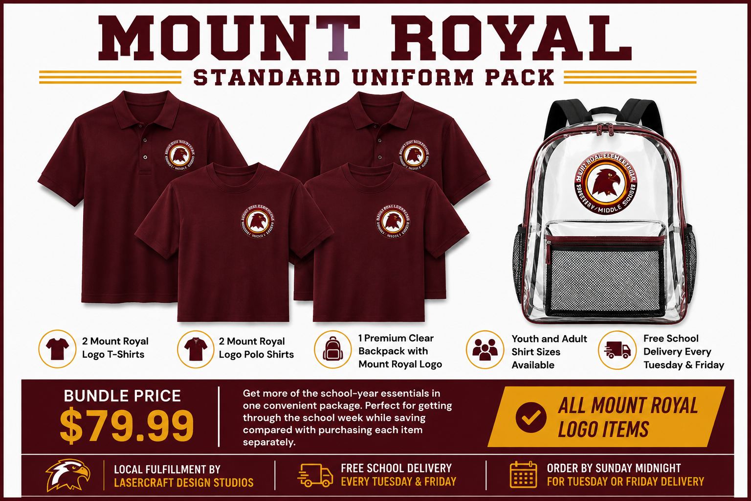 Mount Royal Standard Uniform Pack Lasercraft Design