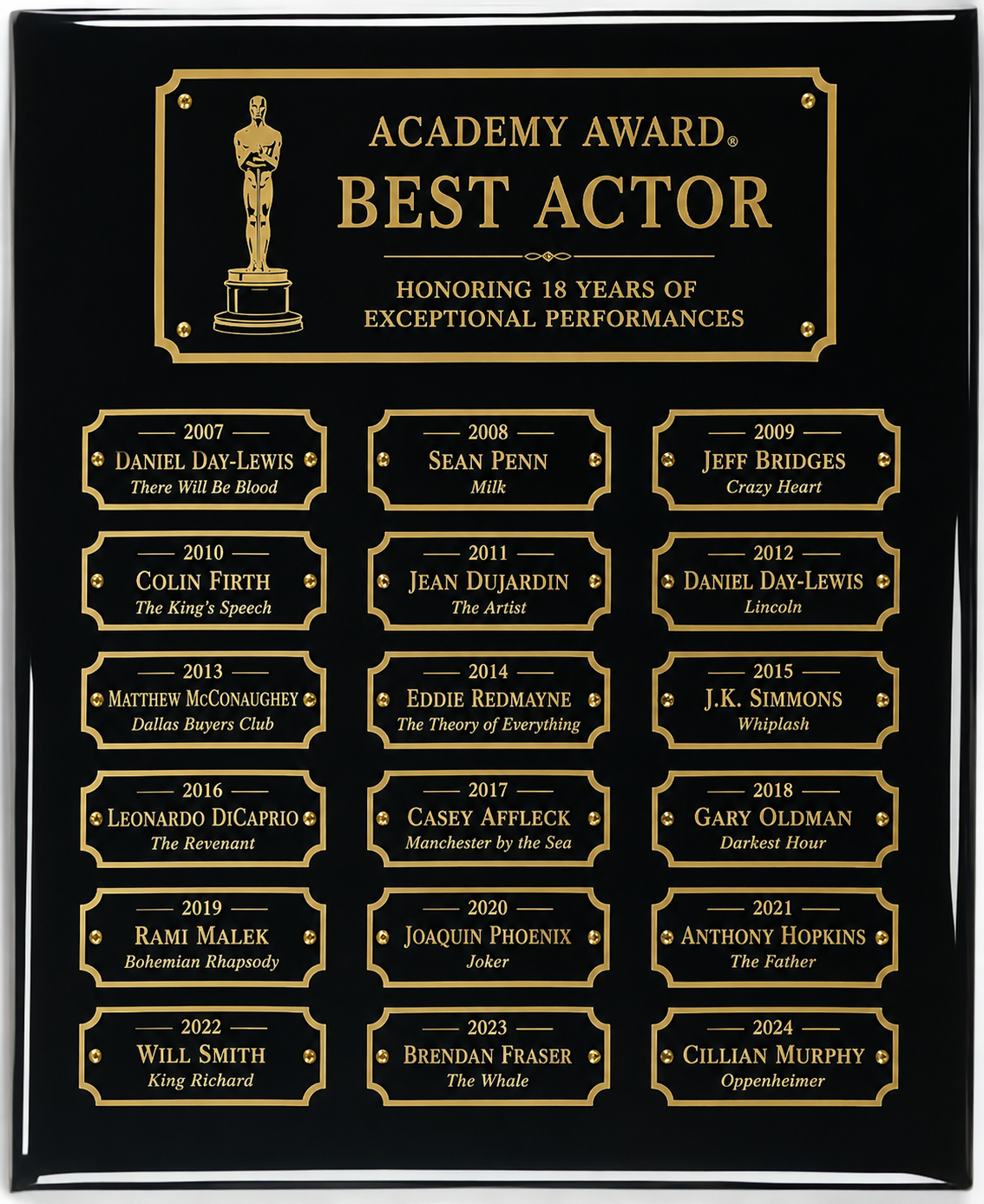 Black Piano 9x12 Perpetual Awards Plaque