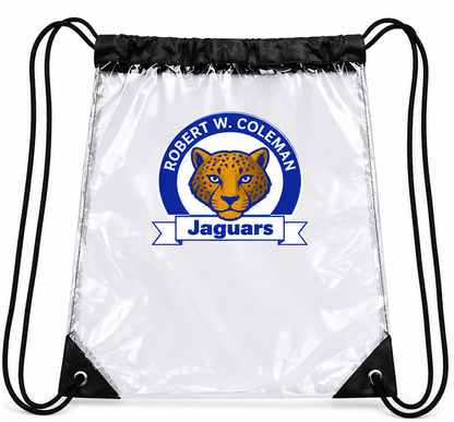 Robert W. Coleman Clear Drawstring Bag – Black Trim LaserCraft Design Studios