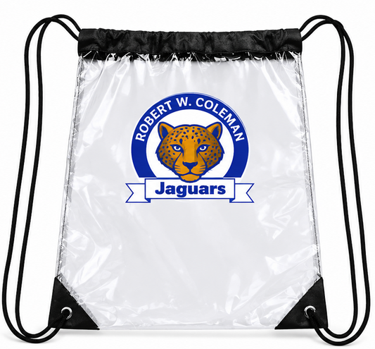 Robert W. Coleman Clear Drawstring Bag – Black Trim LaserCraft Design Studios