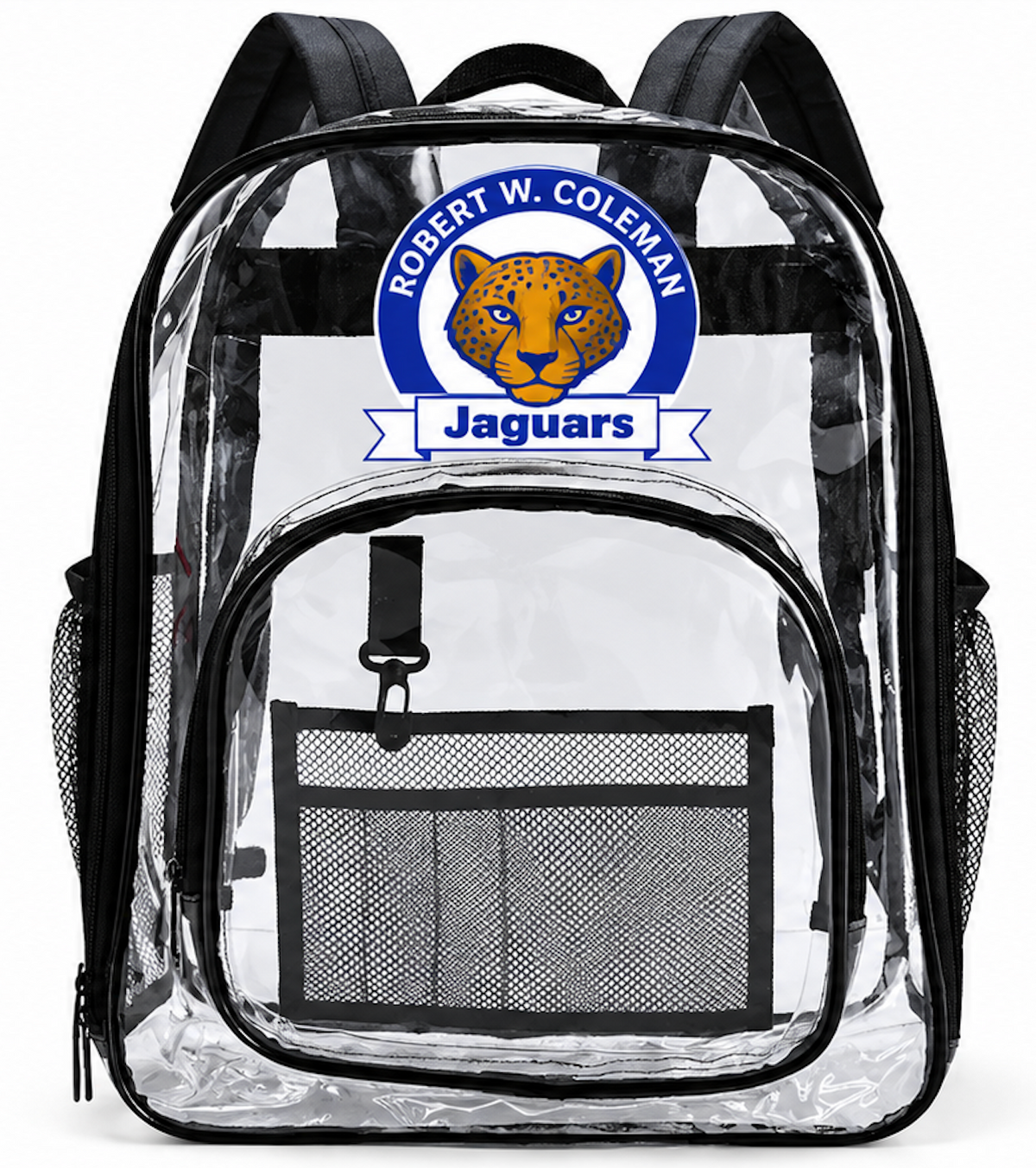 Robert W. Coleman Premium Clear Backpack – Black Trim LaserCraft Design Studios