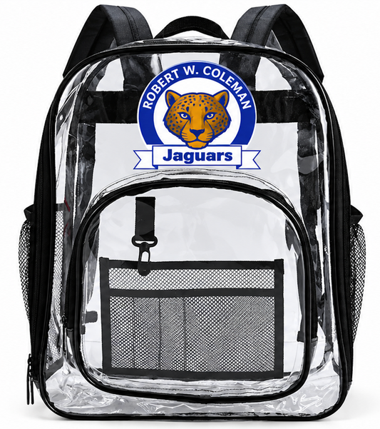 Robert W. Coleman Premium Clear Backpack – Black Trim LaserCraft Design Studios