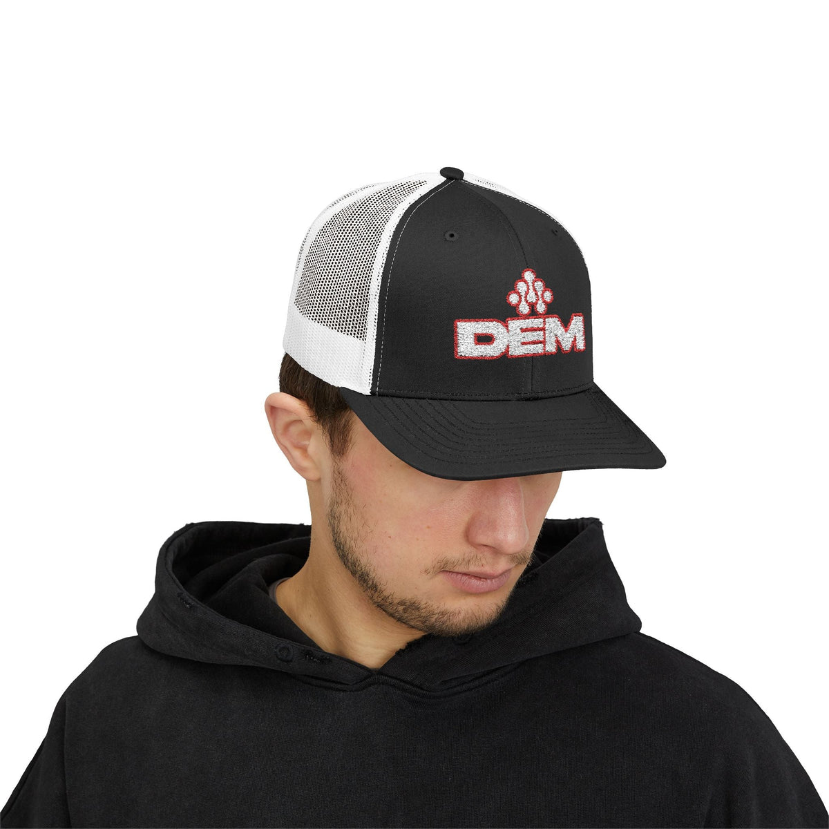 Copy of DEM Logo Snapback Trucker Cap — Red Mesh Baseball Hat - Lasercraft Design