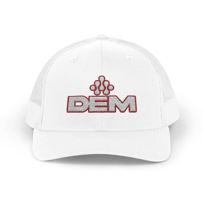 Copy of DEM Logo Snapback Trucker Cap — Red Mesh Baseball Hat - Lasercraft Design