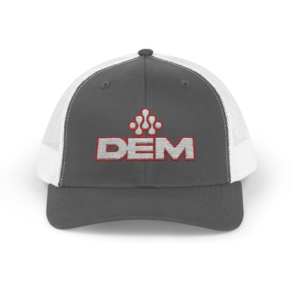 Copy of DEM Logo Snapback Trucker Cap — Red Mesh Baseball Hat - Lasercraft Design
