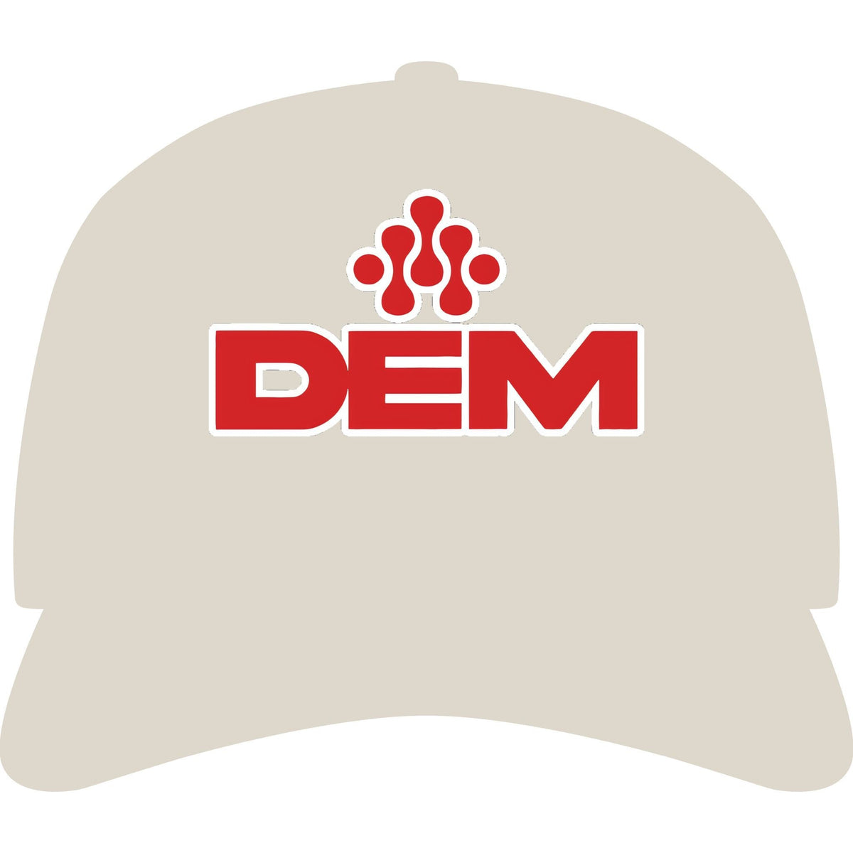 DEM Logo Cap — Black and Cream Embroidered Baseball Hat - Lasercraft Design