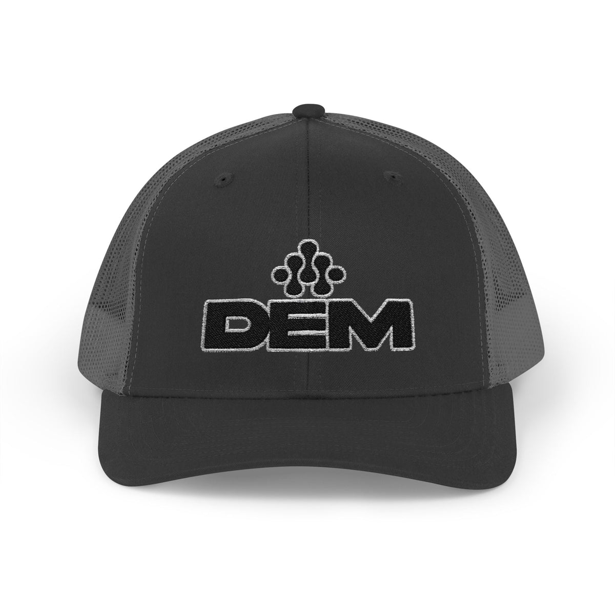 DEM Logo Snapback Trucker Cap — Red Mesh Baseball Hat - Lasercraft Design