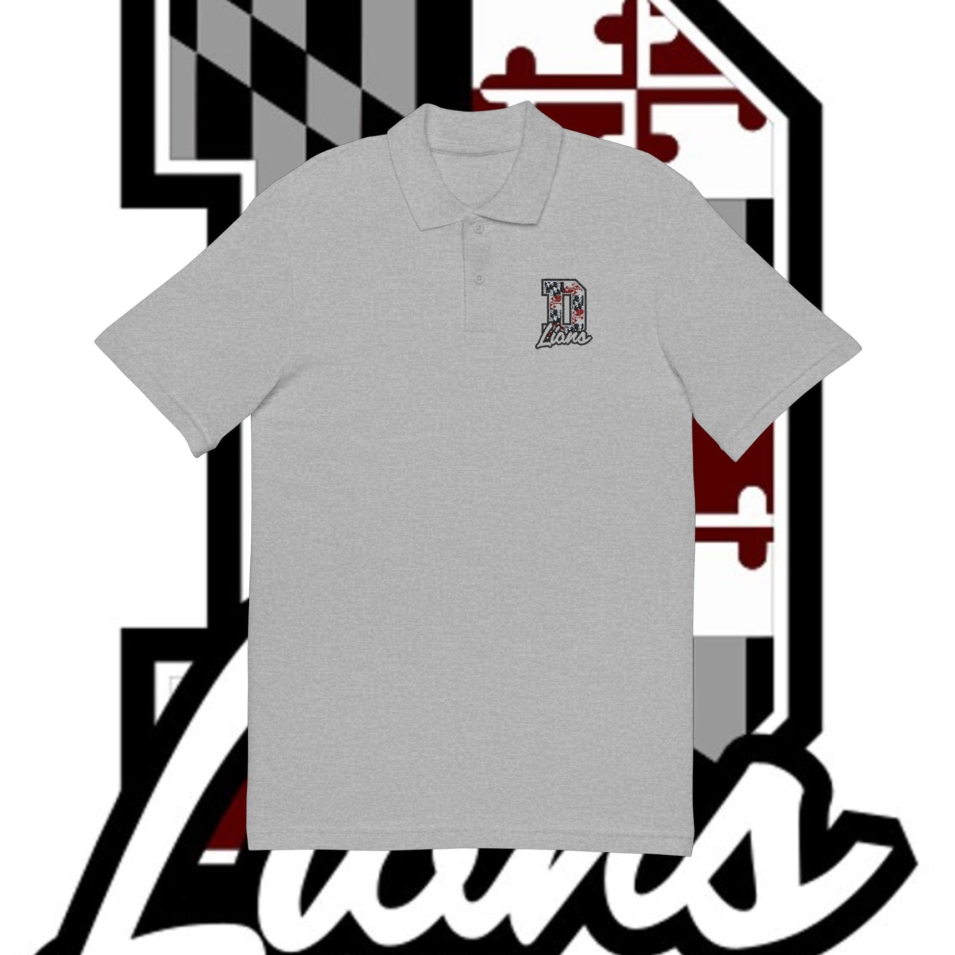 Maryland Flag Embroidered Polo Shirt — Small Chest Crest, Classic White Pique - Lasercraft Design