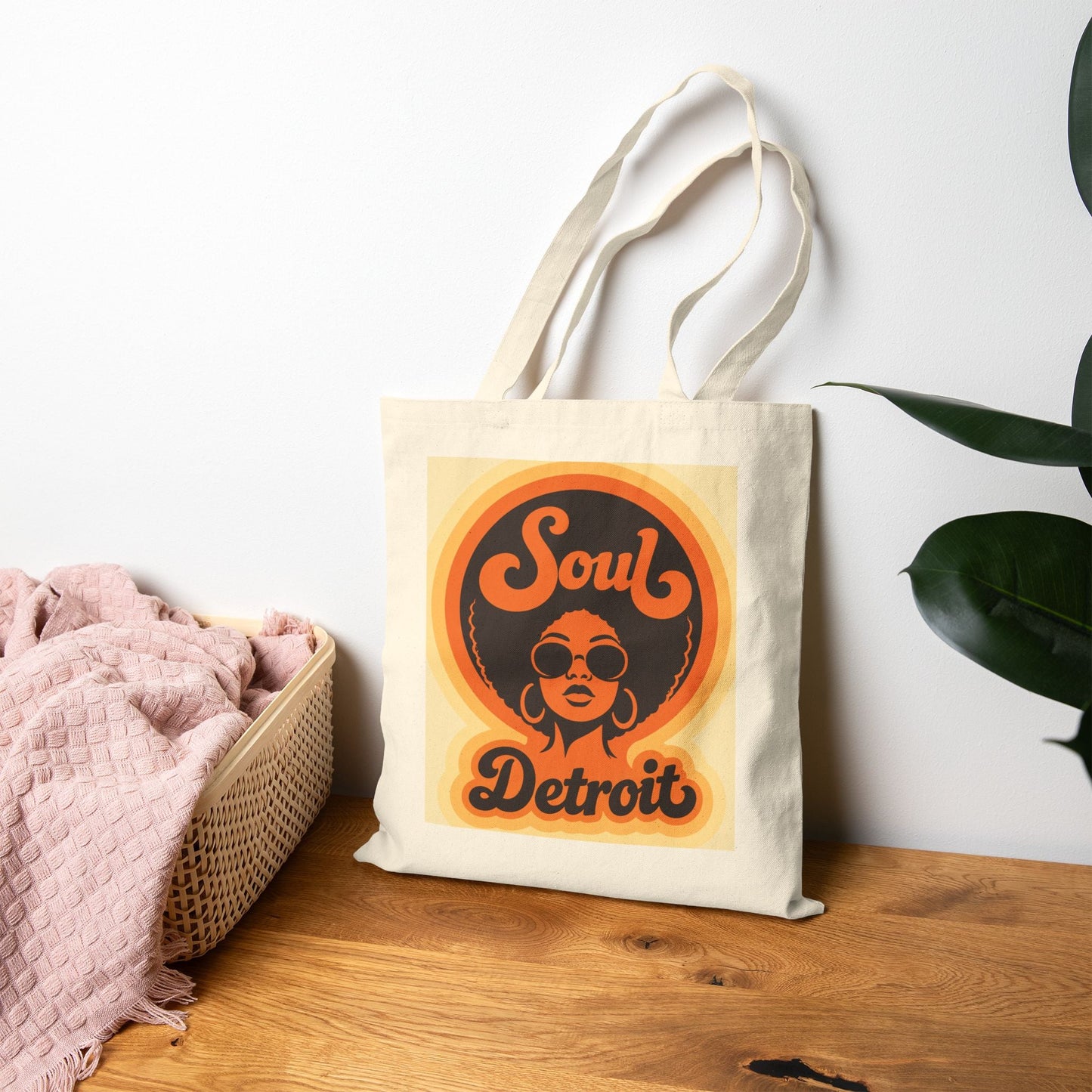 Soul Detroit Canvas Tote Bag — Retro 70s Soul Music Market Shopper - Lasercraft Design