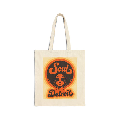 Soul Detroit Canvas Tote Bag — Retro 70s Soul Music Market Shopper - Lasercraft Design