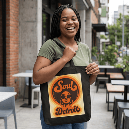 Soul Detroit Canvas Tote Bag — Retro 70s Soul Music Market Shopper - Lasercraft Design