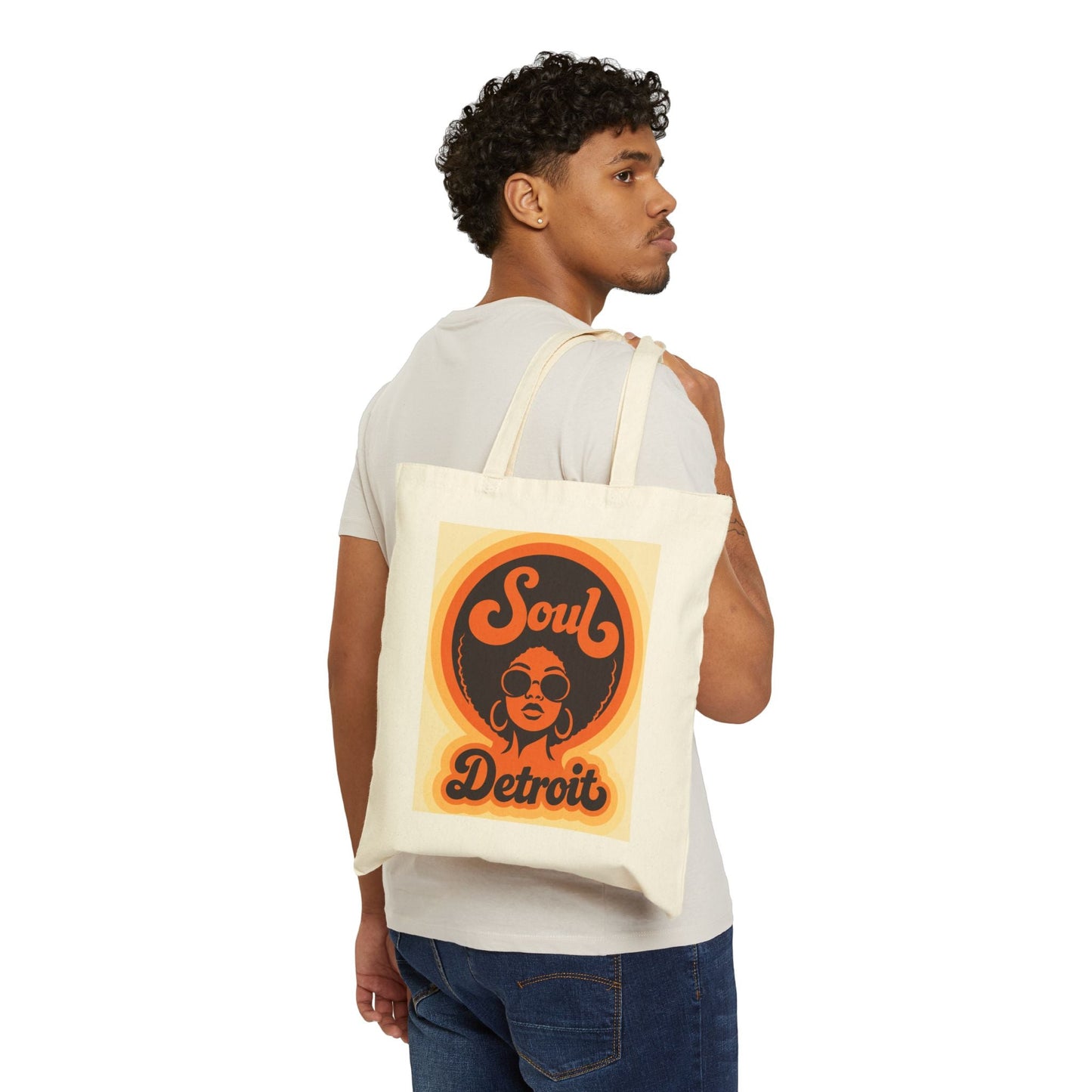 Soul Detroit Canvas Tote Bag — Retro 70s Soul Music Market Shopper - Lasercraft Design