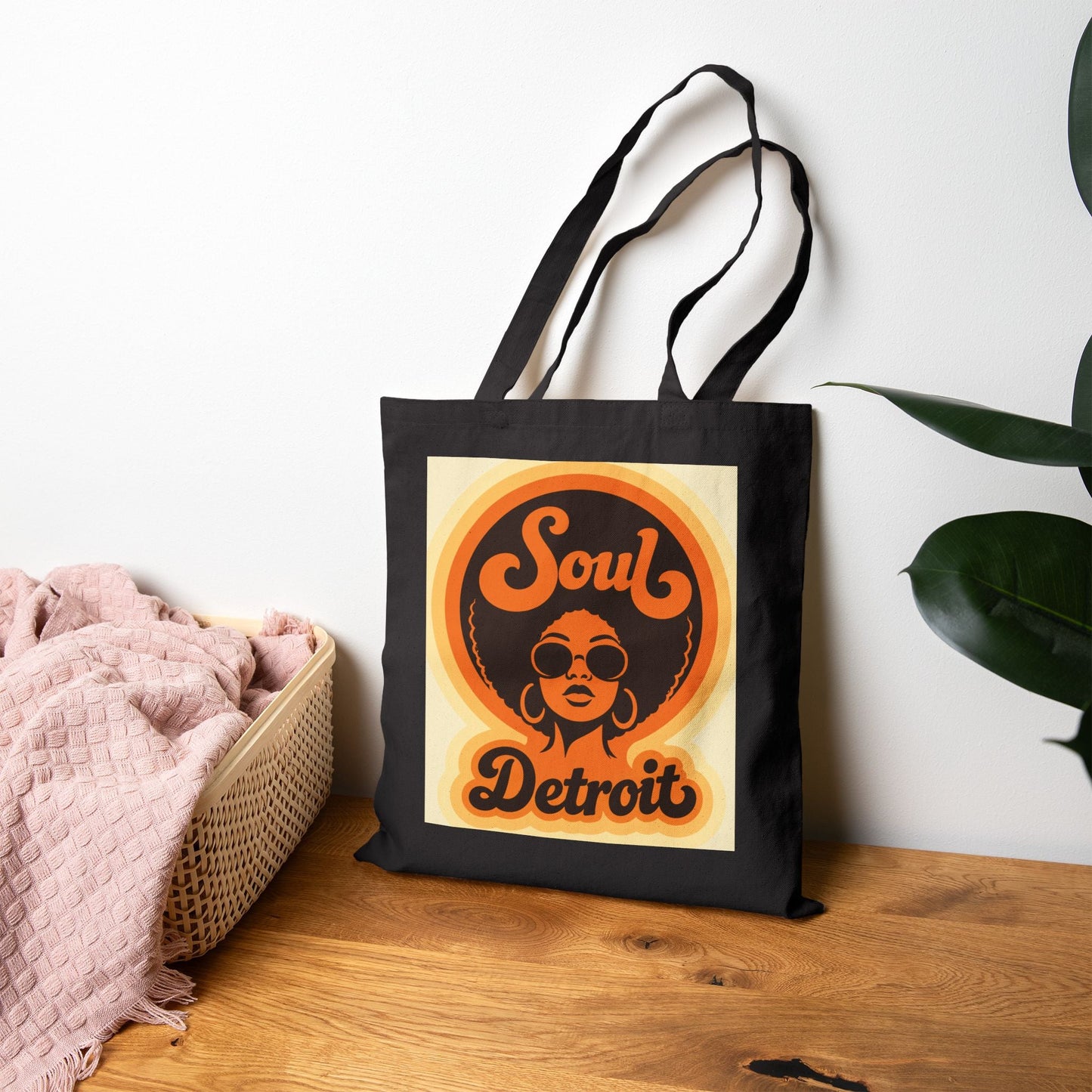 Soul Detroit Canvas Tote Bag — Retro 70s Soul Music Market Shopper - Lasercraft Design