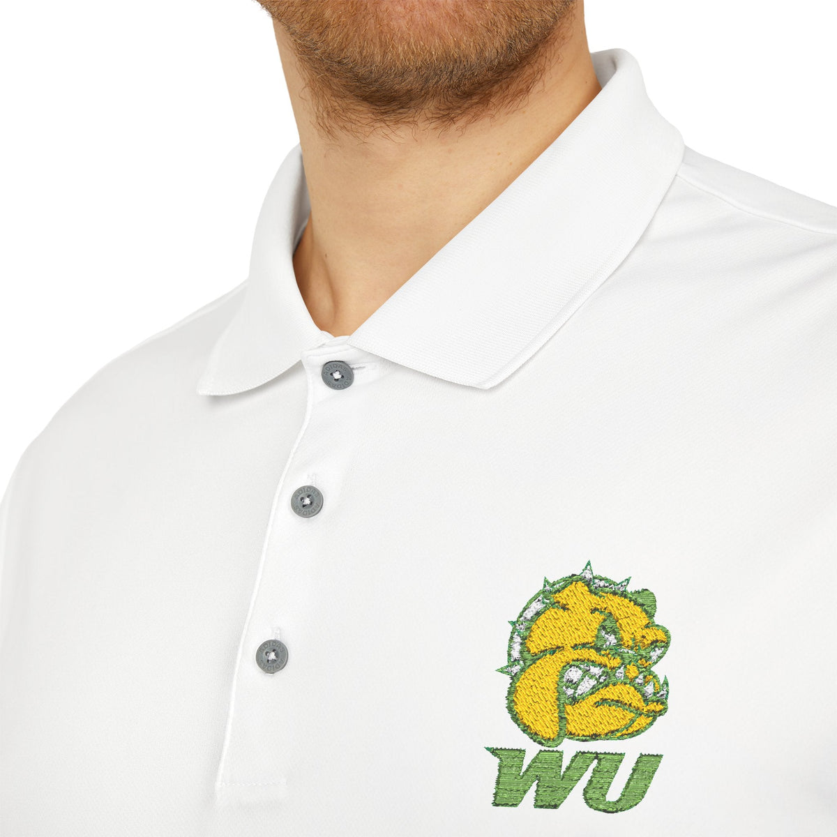 WU Bulldog Logo Polo Shirt — Embroidered College Team Performance Polo - Lasercraft Design